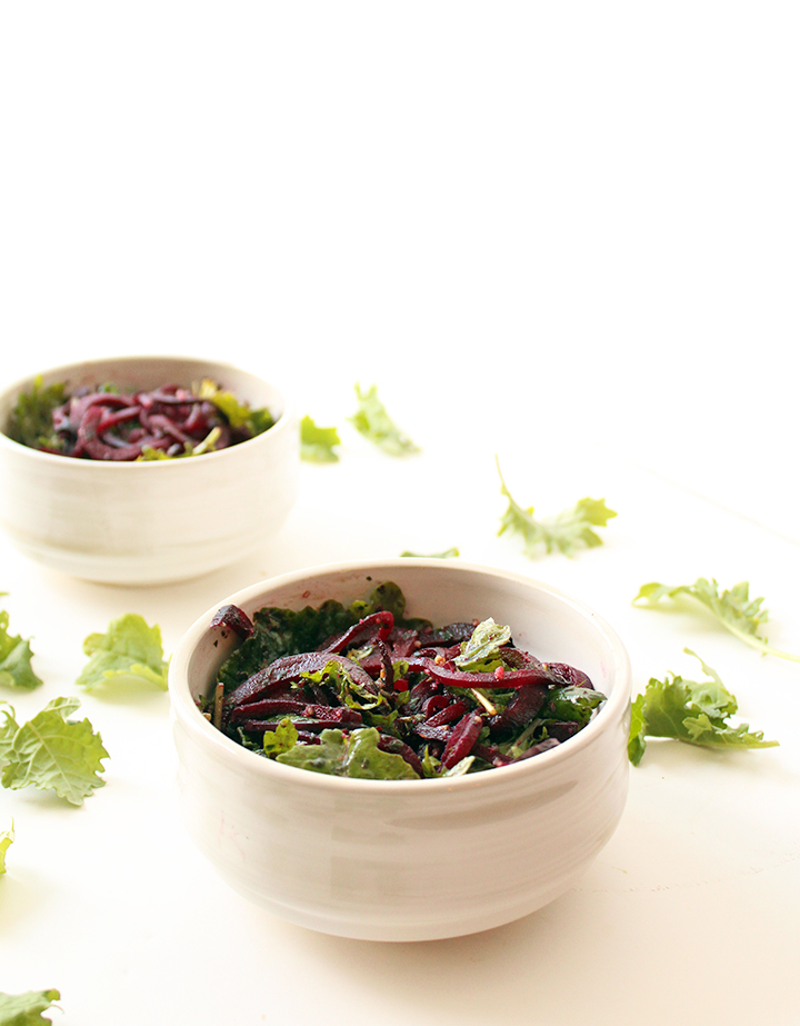 Roasted Beet Noodles with Pesto and Baby Kale | Ripe