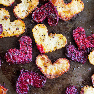 Heart-Shaped Roasted Beets and Potatoes