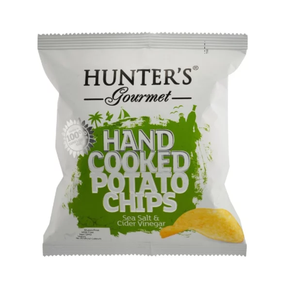 HUNTERS HAND COOKED POTATO CHIPS SEA SALT & CIDER VINEGAR 40GM POUCH