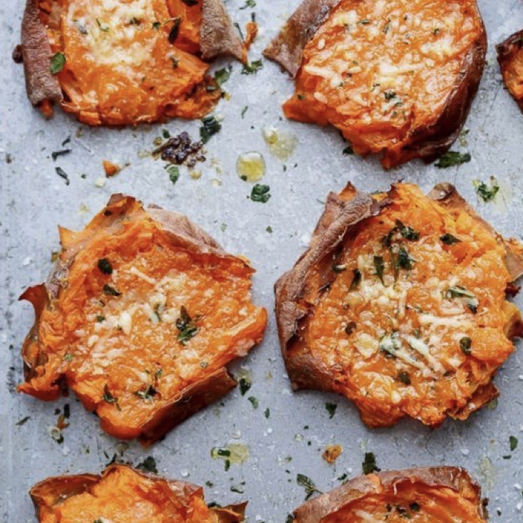 Garlic Smashed Sweet Potatoes | Ripe