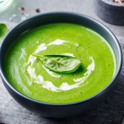 Supergreen Soup With Yogurt and Pine Nuts